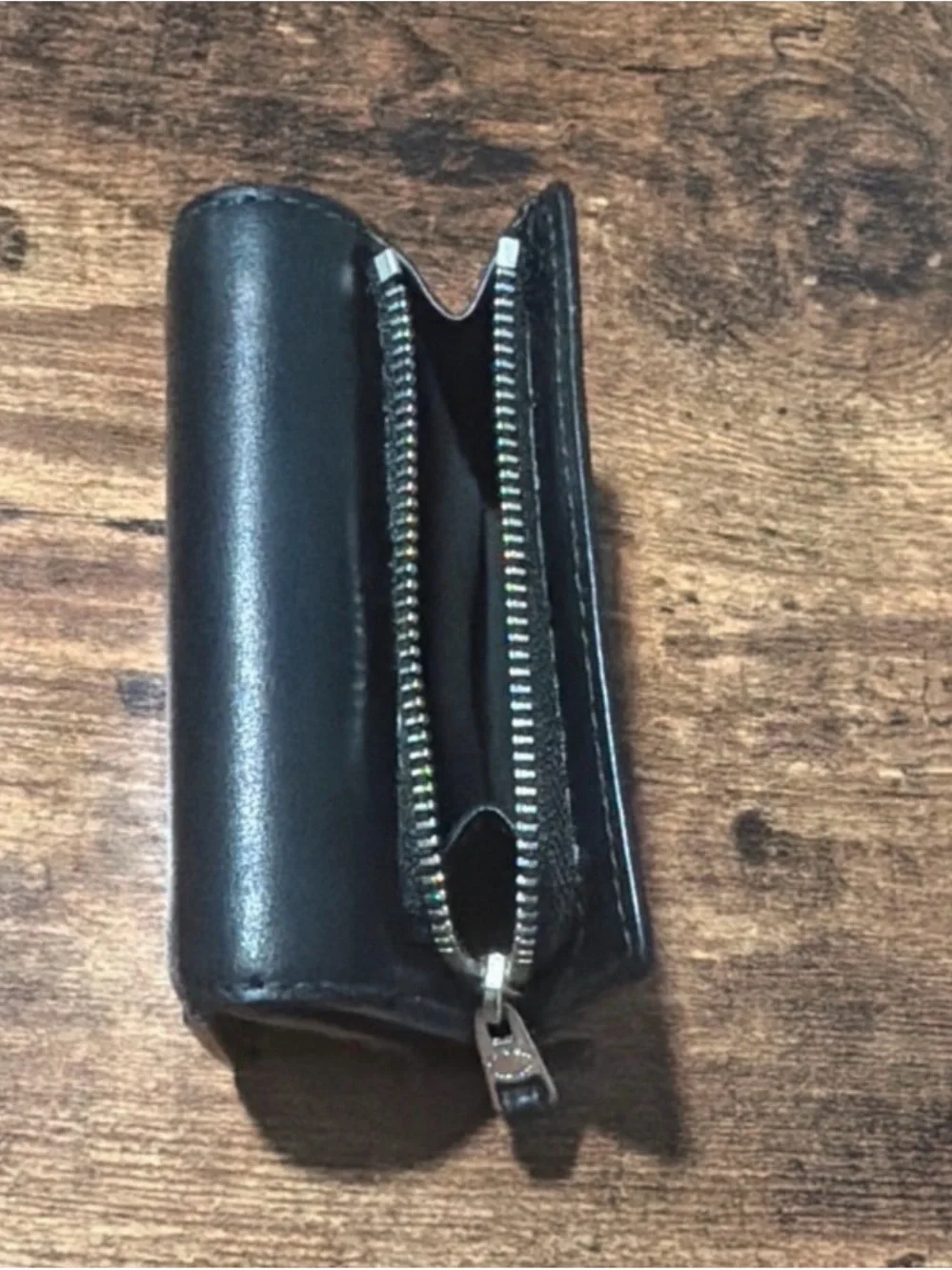 Coach Black Leather Compact Key & Card Holder